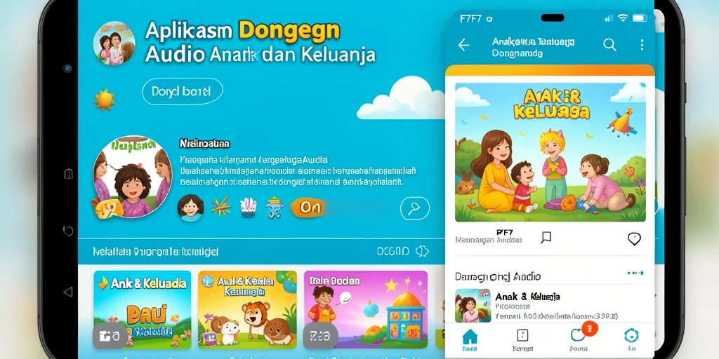 Antarmuka aplikasi F7F7 yang menarik dan ramah anak.