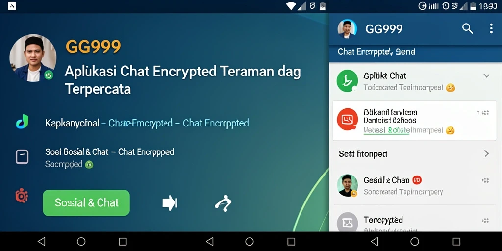Antarmuka pengguna GG999 yang sederhana dan modern untuk chat yang aman.