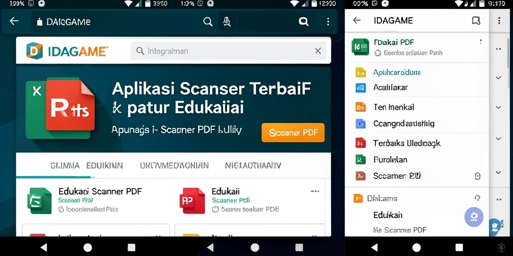 Tampilan antarmuka IDAGAME yang intuitif untuk Scanner PDF.