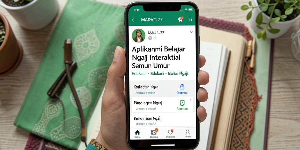 Antarmuka aplikasi MARVRL77 yang user-friendly untuk belajar ngaji.