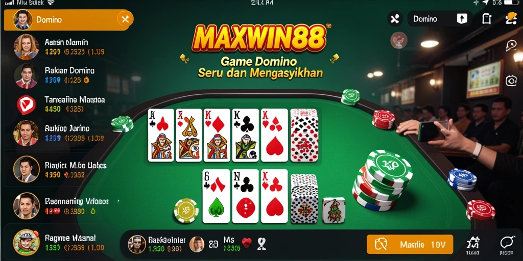 Tampilan antarmuka utama game Domino MAXWIN88 yang menawan.