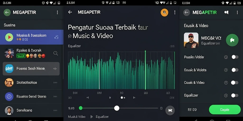 Antarmuka MEGAPETIR dengan pengaturan Equalizer yang lengkap.