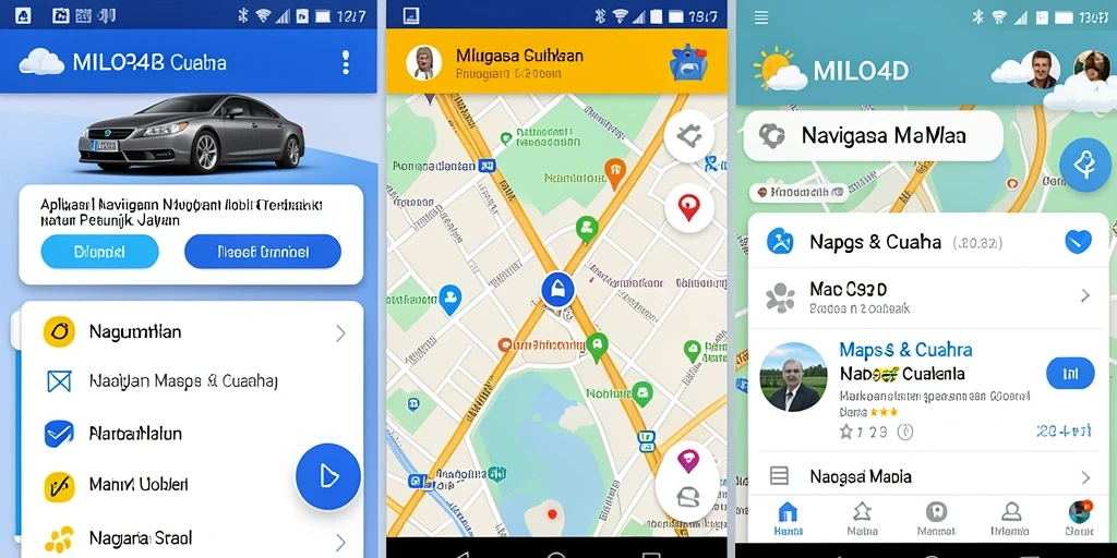 Antarmuka aplikasi MILO4D untuk navigasi mobil yang intuitif dan informatif.